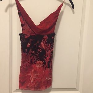 JEAN PAUL GAULTIER Red and black printed camisole!